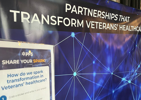 Poster that asks participants: How do we spark transformation in Veterans' healthcare?