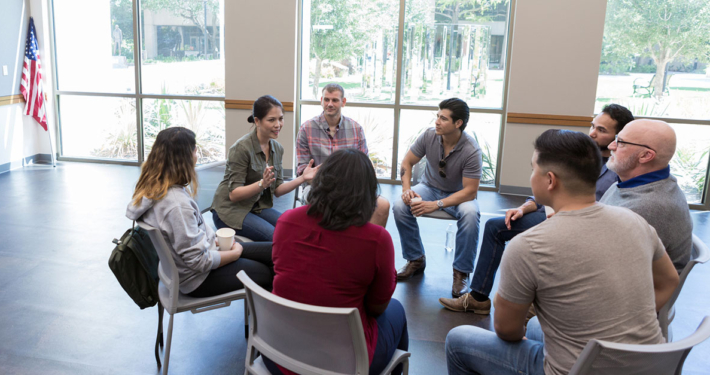 Group counseling session with Veterans