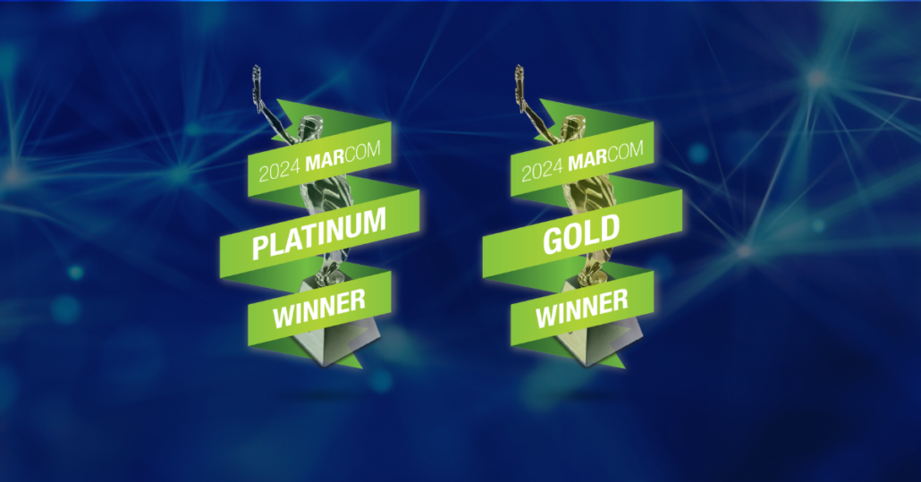 Platinum and Gold Marcom Award Statues