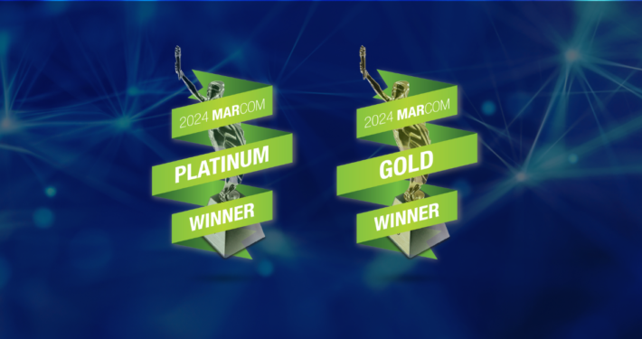 Platinum and Gold Marcom Award Statues